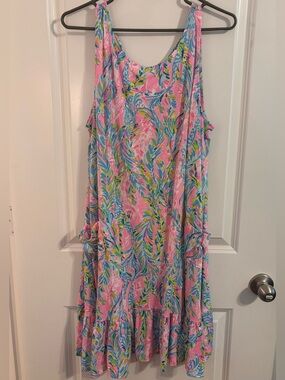Lilly Pulitzer Womens Dress Kristin Flounce Size XL Unicorn Of The Sea